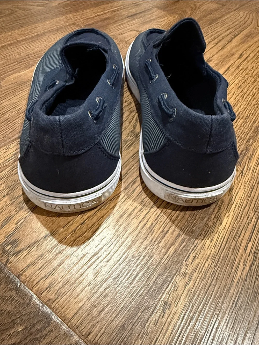 Nautica Men’s Navy Slip-On Canvas Boat Sneakers with White Sole